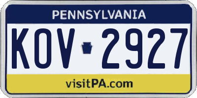 PA license plate KOV2927