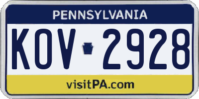 PA license plate KOV2928