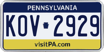 PA license plate KOV2929