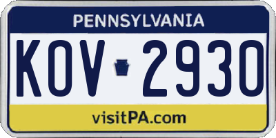 PA license plate KOV2930