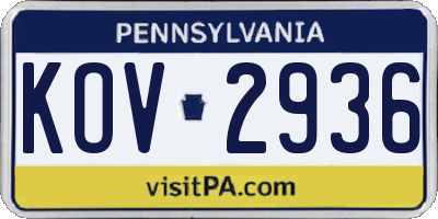PA license plate KOV2936