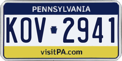 PA license plate KOV2941