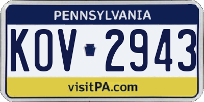 PA license plate KOV2943