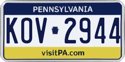 PA license plate KOV2944