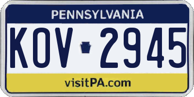 PA license plate KOV2945