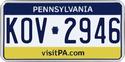 PA license plate KOV2946