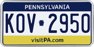 PA license plate KOV2950