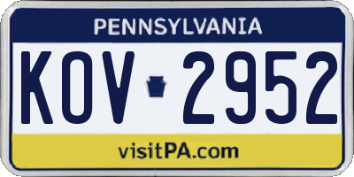 PA license plate KOV2952