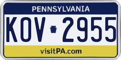 PA license plate KOV2955