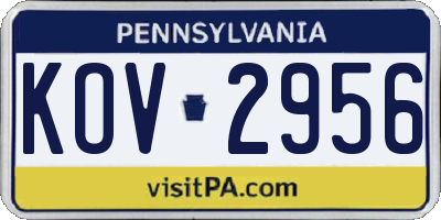 PA license plate KOV2956