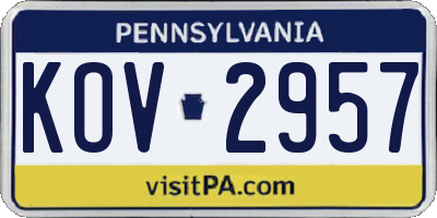 PA license plate KOV2957