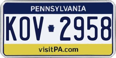 PA license plate KOV2958