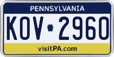 PA license plate KOV2960