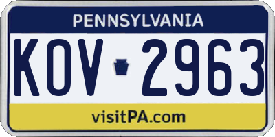 PA license plate KOV2963