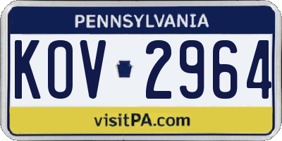 PA license plate KOV2964
