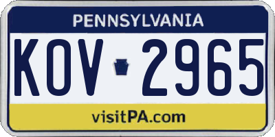 PA license plate KOV2965