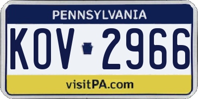 PA license plate KOV2966
