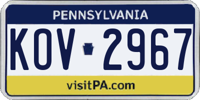 PA license plate KOV2967