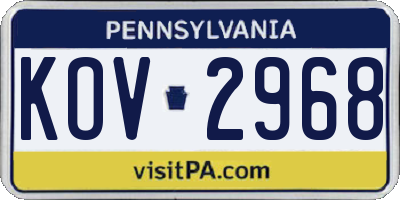 PA license plate KOV2968