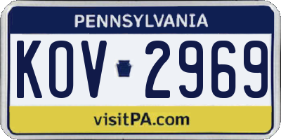 PA license plate KOV2969
