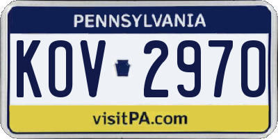PA license plate KOV2970