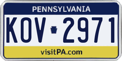 PA license plate KOV2971