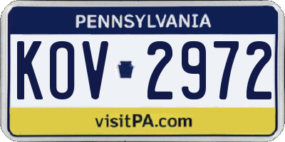 PA license plate KOV2972