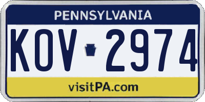 PA license plate KOV2974