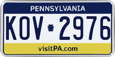PA license plate KOV2976