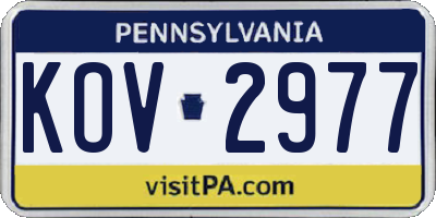 PA license plate KOV2977