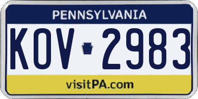 PA license plate KOV2983