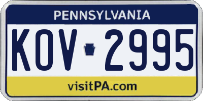 PA license plate KOV2995