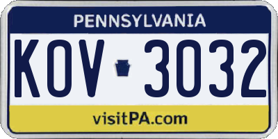 PA license plate KOV3032