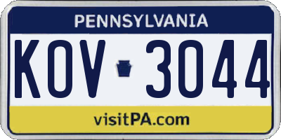 PA license plate KOV3044