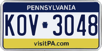 PA license plate KOV3048