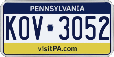 PA license plate KOV3052