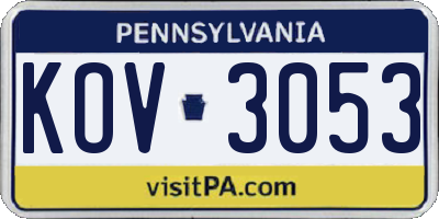 PA license plate KOV3053