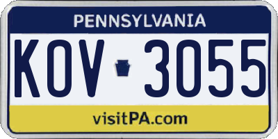 PA license plate KOV3055