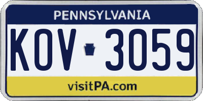 PA license plate KOV3059