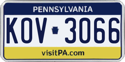 PA license plate KOV3066