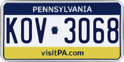 PA license plate KOV3068