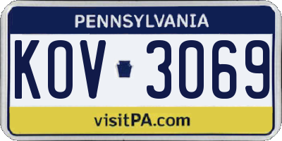 PA license plate KOV3069