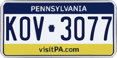 PA license plate KOV3077