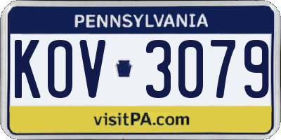 PA license plate KOV3079