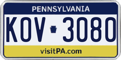 PA license plate KOV3080