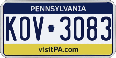 PA license plate KOV3083