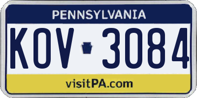 PA license plate KOV3084