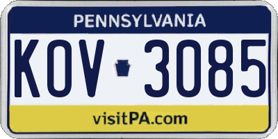 PA license plate KOV3085