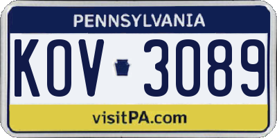 PA license plate KOV3089