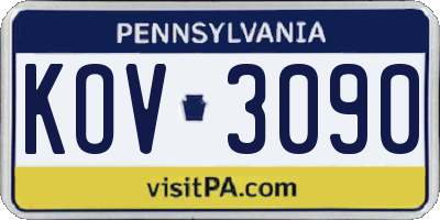 PA license plate KOV3090